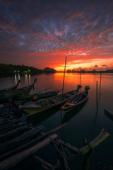 Sunrise at fisherman village Phang Nga Bay