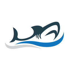 Swimming shark jump from sea logo design inspiration
