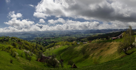 Fototapeta na wymiar Clouds over the Carpathian Mountains, near Magura Village, Transylvania, Romania.