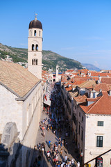 Fototapeta na wymiar View of the Old Town from the City Walls in Dubrovnik, Croatia, at sunset. Travel concept