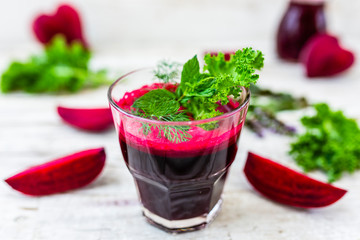 Fresh and healthy red beetroot juice. Healthy food and detox.