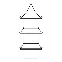 chinese oriental asian building cartoon in black and white