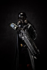 Naklejka premium Post apocalyptic cyborg warrior