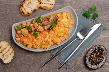 Stew meat with mashed vegetables