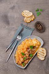 Stew meat with mashed vegetables