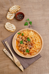 Stew meat with mashed vegetables