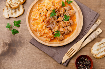 Stew meat with mashed vegetables