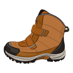 Brown winter boots on a white background. Vector illustration..