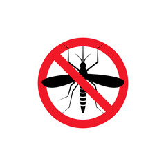 Repellent mosquito stop sign icon. Malaria pest insect anti mosquito warning symbol