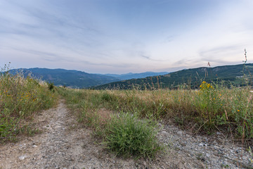 Fototapeta na wymiar Magnificent panorama of the high Trebbia valley, Pietra Parcellara, val trebbia, Bobbio, Piacenza, Italy
