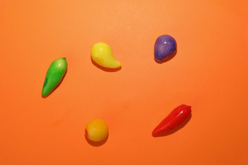 Colourful Luk chup look choop tadeonal Thai desert sweets candy creatve variety