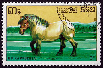 Postage stamp Cambodia 1989 Brabant, Belgian draft horse