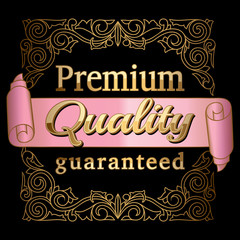 Premium quality guaranteed - decorative gold emblem