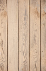 Background texture of old beige painted wooden lining boards wall