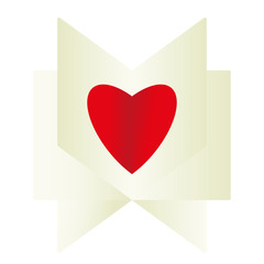 Paper heart icon. A red point folded in the centre.