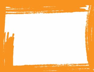 Obraz premium Rectangular grunge background with orange edges drawn by rough brush. Watercolor, paint, sketch.