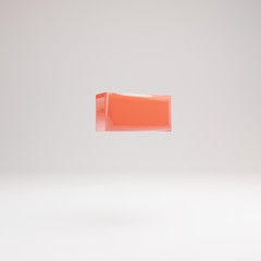 Minus symbol. Living Coral font with glossy reflections and shadow isolated on white background.