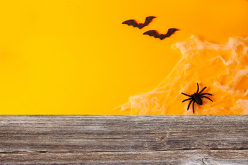Halloween scene on orange background
