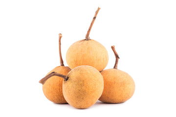 pile of yellow santol fruit thailand on white background planting agriculture food isolated