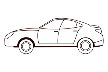 Obraz premium Modern sedan car vehicle sideview in black and white