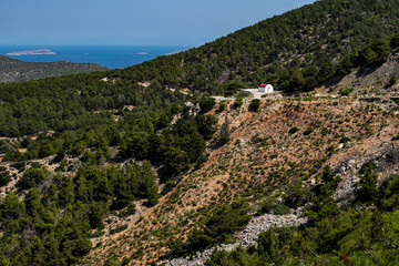 Greece. Rhodes, Panoramic view, chapel, church