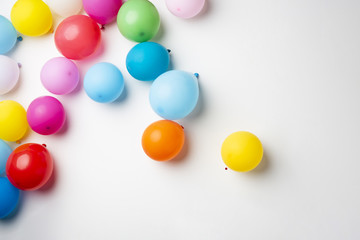 Flat lay of of colourful balloons