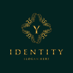 Elegant monogram design template with initial letter Y. Luxury elegant ornament logo for restaurant, boutique, hotel, fashion, business.