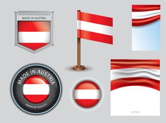  Made in Austria seal, Austrian flag and color  --Vector Art--