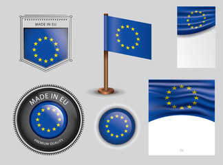  Made in Eu seal, Europe flag and color  --Vector Art--