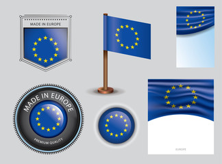  Made in Europe seal,  European Union flag and color  --Vector Art--