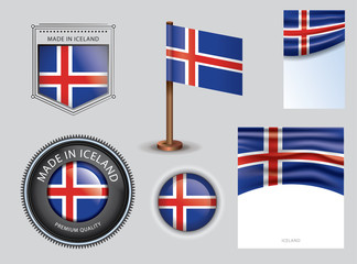  Made in Iceland seal, Icelandic flag and color  --Vector Art--
