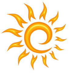 A symbol of the bright summer sun with beams.