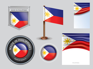Fototapeta premium Made in Philippines seal, Filipino flag and color --Vector Art--