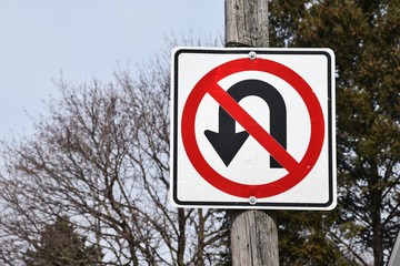 No U Turn Sign