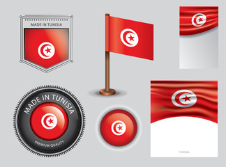  Made in Tunisia seal, Tunisian flag and color  --Vector Art--