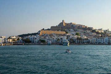 View to City Ibiza one place in Mediterranean sea.