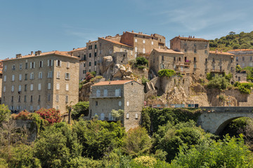 Fototapeta na wymiar Medieval hilltop village Sartene in Corsica, France.