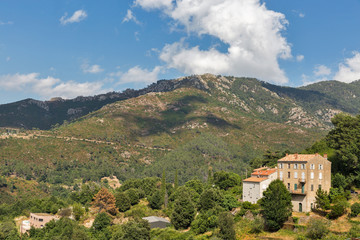 Fototapeta na wymiar Mountain landscape in Vivario, Corsica, France.