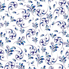 Vector seamless pattern with stylized peacock feather. Floral pattern