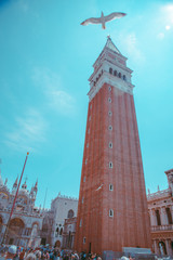 Fototapeta na wymiar picture of campanile di san marco bell tower in venice italy square