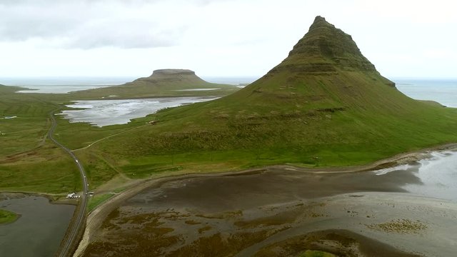 A high mountain in Iceland during a cold summer day.