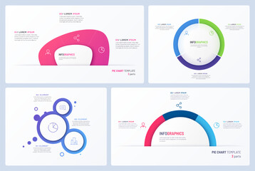 Set of minimal vector infographic templates. 3 options