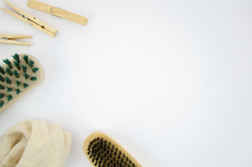 Top view frame with clothes-pins and copy-space