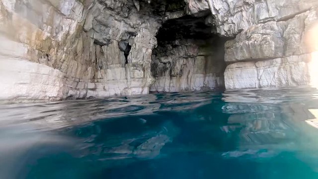 swimming to famous croatia grotto cave in pula first person point of view
