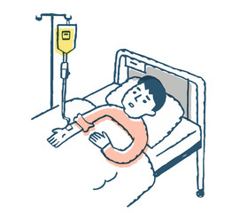 点滴を受ける男性