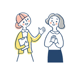 ナースと話す女性