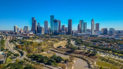 Fototapeta na wymiar aerial view of City of Houston skyline