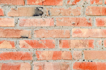 Naklejka premium Background of old brick wall with wide messy seams, texture