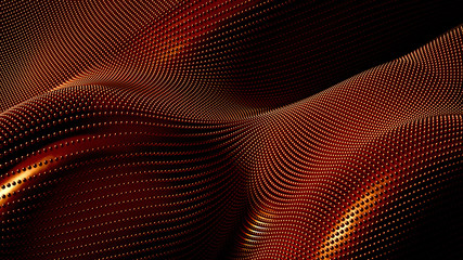 Luxury drapery particle wave background. 3d illustration, 3d rendering.