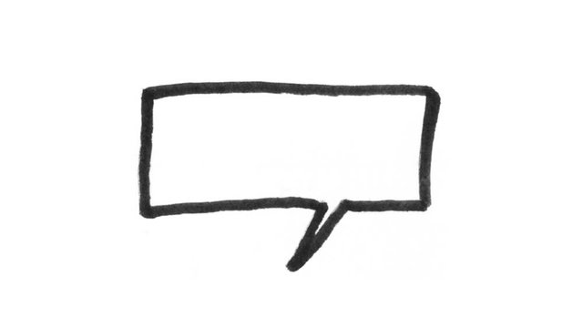 Speech Bubble Hand Drawn Animation Loop/ 4k animation of a doodle speech bubble sign hand drawn made looping